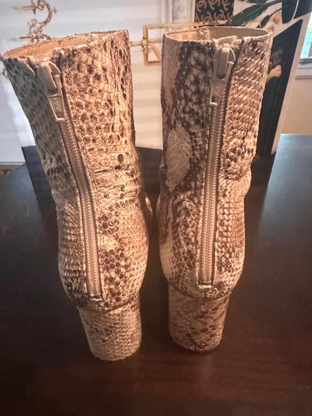 Free People Tan and Brown Snakeskin Ankle Boots - Picture 4 of 12